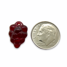 Load image into Gallery viewer, Czech glass grape bunches fruit beads 12pc dark ruby red 16x11mm
