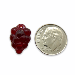 Czech glass grape bunches fruit beads 12pc dark ruby red 16x11mm