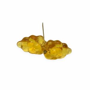 Czech glass grape bunches fruit beads charms 12pc topaz yellow 16x11mm