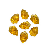 Load image into Gallery viewer, Czech glass grape bunches fruit beads charms 12pc topaz yellow 16x11mm-Orange Grove Beads
