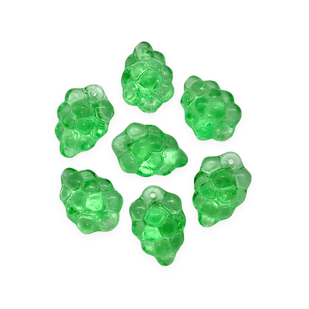 Czech glass grape bunch fruit beads 12pc translucent cool green 16x11mm-Orange Grove Beads