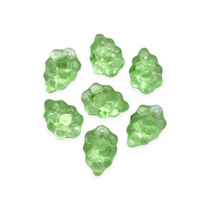 Czech glass grape bunches fruit beads charms 12pc light peridot green 16x11mm-Orange Grove Beads