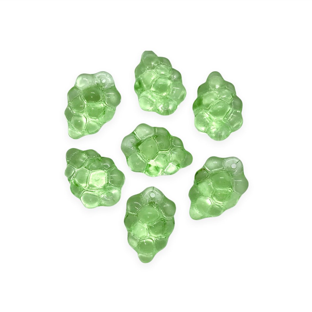 Czech glass grape bunches fruit beads charms 12pc light peridot green 16x11mm-Orange Grove Beads