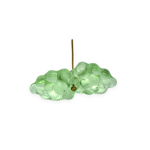 Czech glass grape bunches fruit beads charms 12pc light peridot green 16x11mm