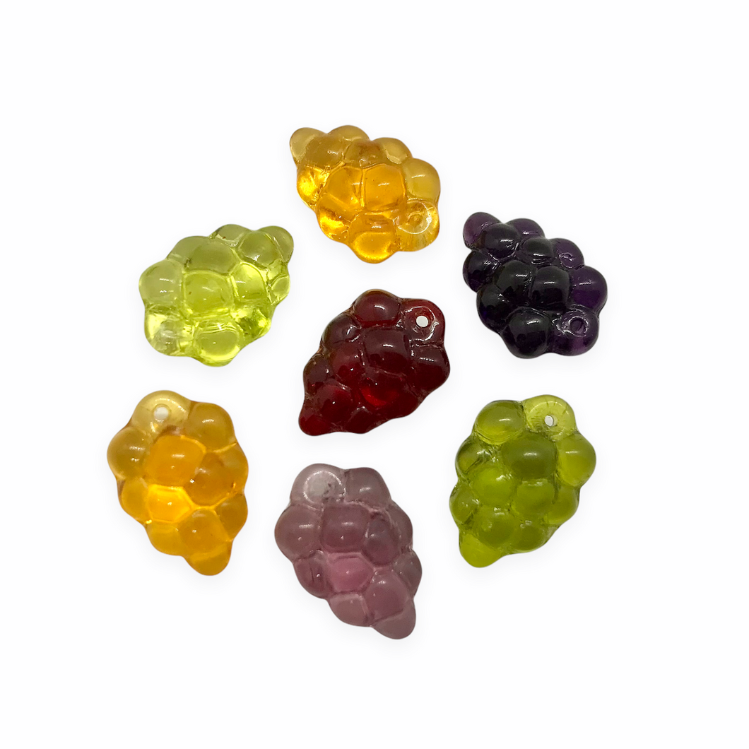 Czech glass grape bunches fruit beads mix 12pc green purple red yellow-Orange Grove Beads
