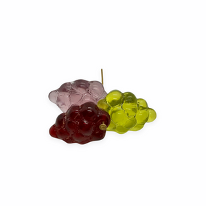 Czech glass grape bunches fruit beads mix 12pc green purple red yellow #1