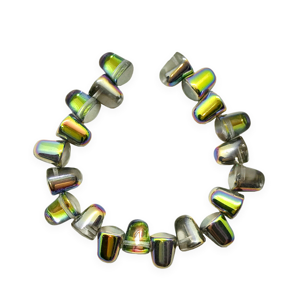 Czech glass gumdrop drop beads 20pc crystal vitrail 10x8mm