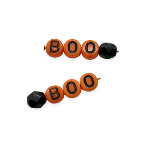 Czech glass Halloween "BOO" word beads + spacer 10 sets (40pc)-Orange Grove Beads