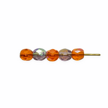 Load image into Gallery viewer, Czech glass faceted round beads Halloween mix 100pc orange purple AB 4mm
