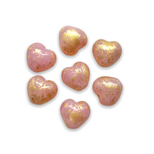 Load image into Gallery viewer, Czech glass tiny heart beads 30pc pink gold rain 6mm-Orange Grove Beads

