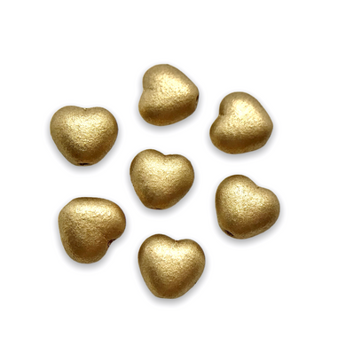 Czech glass heart beads 30pc matte satin gold 6mm-Orange Grove Beads