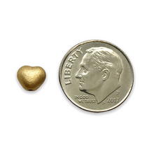 Load image into Gallery viewer, Czech glass heart beads 50pc matte satin gold 6mm
