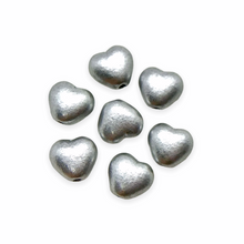 Load image into Gallery viewer, Czech glass tiny heart beads 30pc matte satin silver 6mm-Orange Grove Beads
