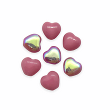 Load image into Gallery viewer, Czech glass tiny heart beads 30pc bubblegum pink AB 6mm-Orange Grove Beads

