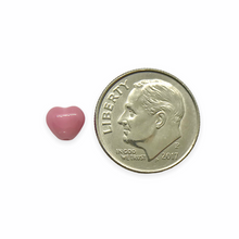 Load image into Gallery viewer, Czech glass tiny heart beads 50pc bubblegum pink AB 6mm
