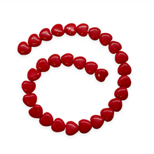 Load image into Gallery viewer, Czech glass Valentine heart beads 30pc classic opaque red  8mm
