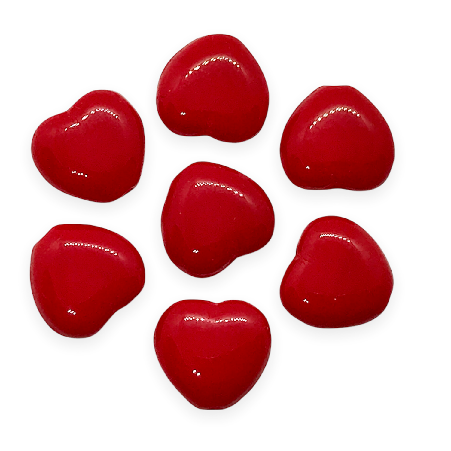 Czech glass Valentine heart beads 30pc classic opaque red 8mm
