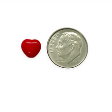 Load image into Gallery viewer, Czech glass Valentine heart beads 30pc classic opaque red  8mm
