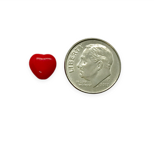 Czech glass Valentine heart beads 30pc classic opaque red  8mm