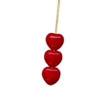 Load image into Gallery viewer, Czech glass Valentine heart beads 30pc classic opaque red  8mm
