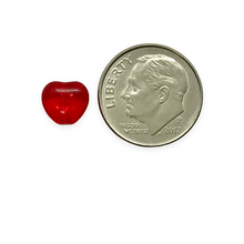 Load image into Gallery viewer, Czech glass Valentine heart beads 25pc translucent light red AB 8mm
