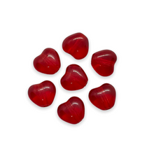 Load image into Gallery viewer, Czech glass tiny heart beads charms 40pc translucent classic red 6mm-Orange Grove Beads
