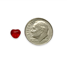 Load image into Gallery viewer, Czech glass tiny heart beads 50pc translucent classic red 6mm
