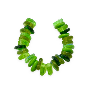 Czech glass heart leaf beads charms 30pc green sampler mix 9mm