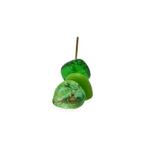 Czech glass heart leaf beads charms 30pc green sampler mix 9mm