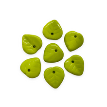Load image into Gallery viewer, Czech glass heart leaf beads charms 30pc opaque olive green 9mm-Orange Grove Beads
