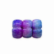 Load image into Gallery viewer, Czech glass hibiscus flower beads 12pc blue purple metallic 10mm
