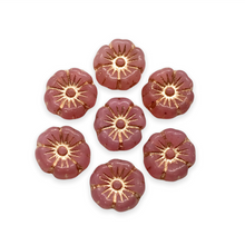 Load image into Gallery viewer, Czech glass tiny hibiscus flower beads 16pc opaline pink copper 8mm-Orange Grove Beads
