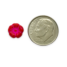 Load image into Gallery viewer, Czech glass tiny hibiscus flower beads 16pc opaque red pink 8mm

