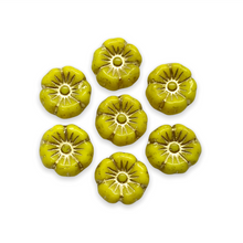 Load image into Gallery viewer, Czech glass tiny hibiscus flower beads 16pc opaque yellow gold 8mm-Orange Grove Beads
