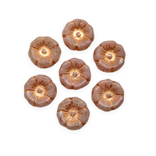 Load image into Gallery viewer, Czech glass hibiscus flower beads 12pc light pink copper inlay 12mm-Orange Grove Beads
