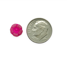 Load image into Gallery viewer, Czech glass tiny hibiscus flower beads 16pc pink dark pink 8mm
