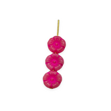 Load image into Gallery viewer, Czech glass tiny hibiscus flower beads 16pc pink dark pink 8mm
