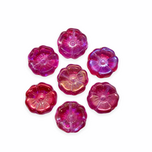 Load image into Gallery viewer, Czech glass hibiscus flower beads 10pc fuchsia pink metallic AB 12mm-Orange Grove Beads
