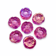 Load image into Gallery viewer, Czech glass tiny hibiscus flower beads 16pc fuchsia pink metallic 8mm-Orange Grove Beads
