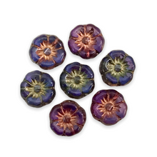 Load image into Gallery viewer, Czech glass tiny hibiscus flower beads 16pc purple blue 8mm-Orange Grove Beads
