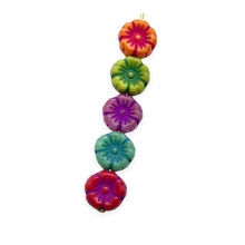 Load image into Gallery viewer, Czech glass tiny hibiscus flower beads 20pc summer brights mix 8mm
