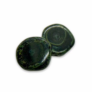 Czech glass irregular coin beads 13pc jet black travertine 15mm-Orange Grove Beads