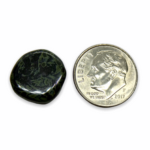 Load image into Gallery viewer, Czech glass irregular coin beads 13pc jet black travertine 15mm
