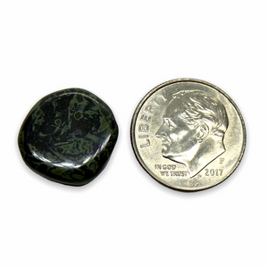 Czech glass irregular coin beads 13pc jet black travertine 15mm