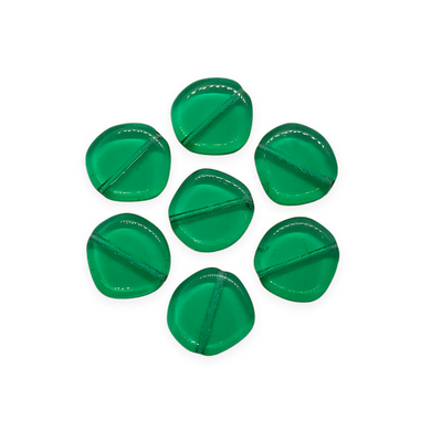 Czech glass irregular coin beads 15pc emerald green 15mm-Orange Grove Beads