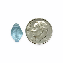 Load image into Gallery viewer, Czech glass leaf beads 25pc translucent light blue 12x7mm
