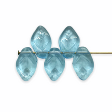 Load image into Gallery viewer, Czech glass leaf beads 25pc translucent light blue 12x7mm
