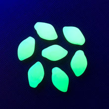 Load image into Gallery viewer, Czech glass leaf beads 25pc UV glow opaline green 12x8mm
