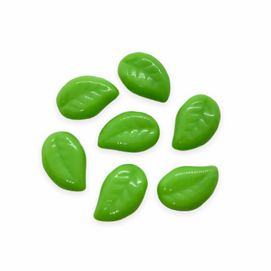 Czech glass leaf beads 20pc opaque spring green 12x9mm-Orange Grove Beads