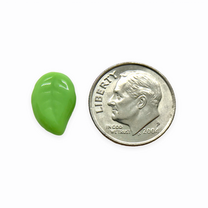 Czech glass leaf beads 20pc opaque spring green 12x9mm